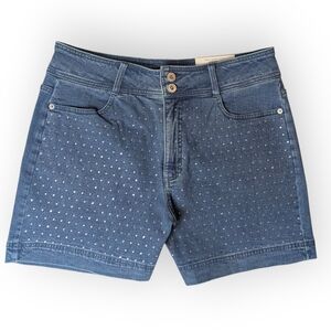 INC International Concepts Rhinestone High Rise Denim 5 Inch Shorts Women's 12